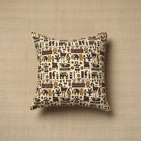 White - Cotton Kalamkari Printed Cushion Cover (16 x 16 in) 17