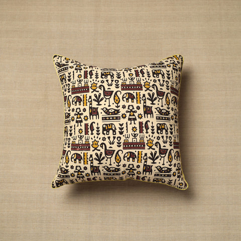 Cotton Kalamkari Printed Cushion Cover (16 x 16 in) 17