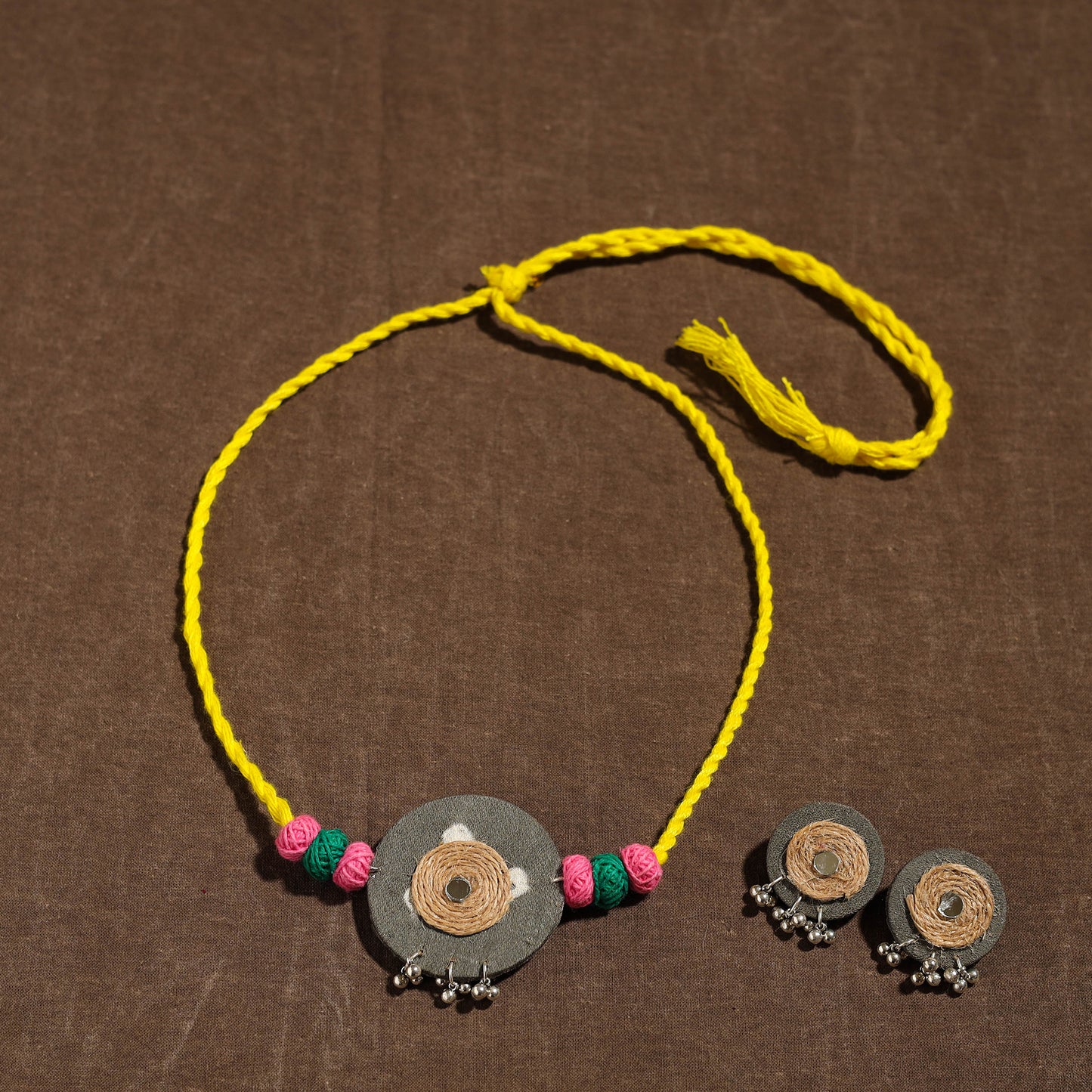 Handmade Jute Fabart Necklace Set 29