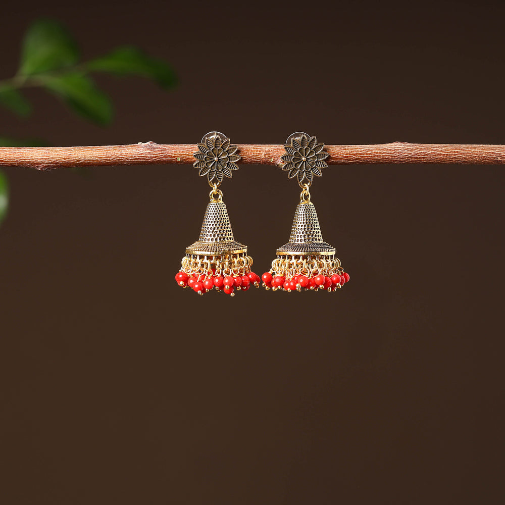 Harshi Golden Handcrafted GS Beaded Jhumki Earrings