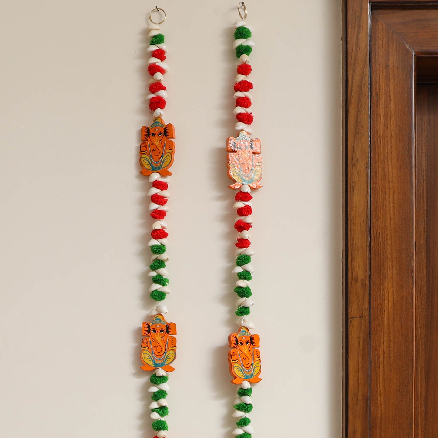 Handmade Diwali Wall Hanging with Shell Work (set of 2)