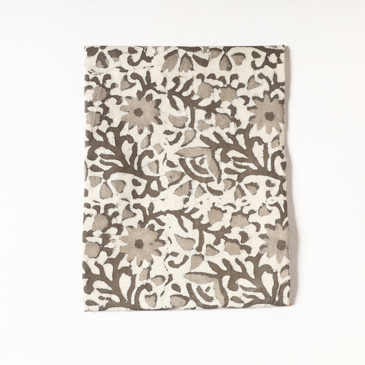 Brown - Sanganeri Block Printed Cotton Precut Fabric (1.3 Meter)