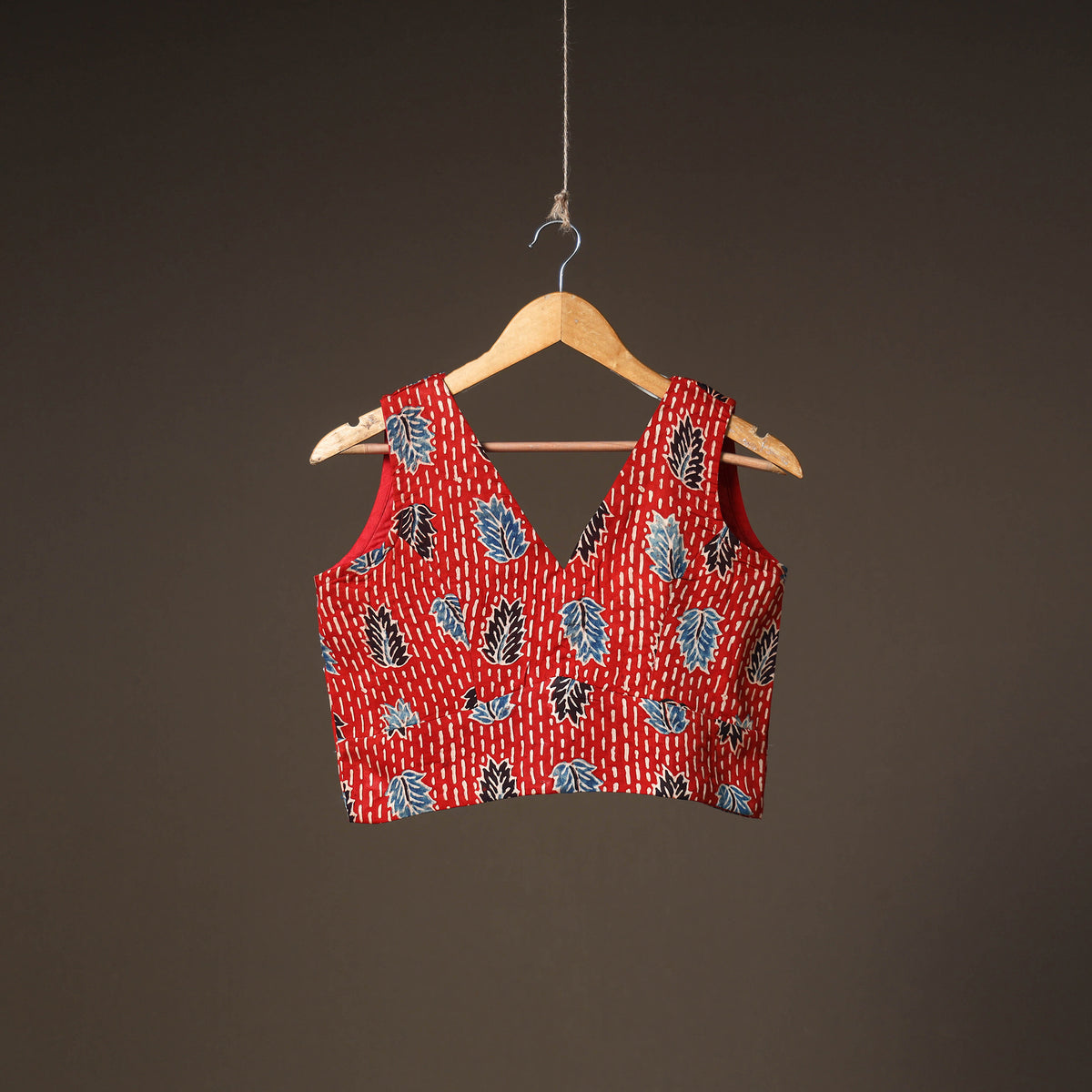 Ajrakh Hand Block Print Modal Silk Sleeveless Readymade Blouse 02