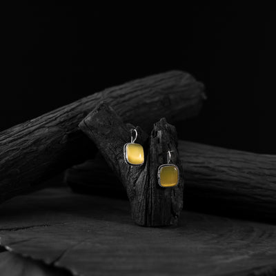 Yellow - saanjh bela square shape oxidised drop earrings
