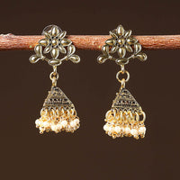 Neha Golden Handcrafted GS Beaded Jhumki Earrings