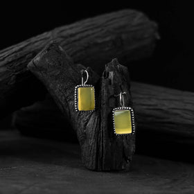Yellow - saanjh bela square shape oxidised drop earrings