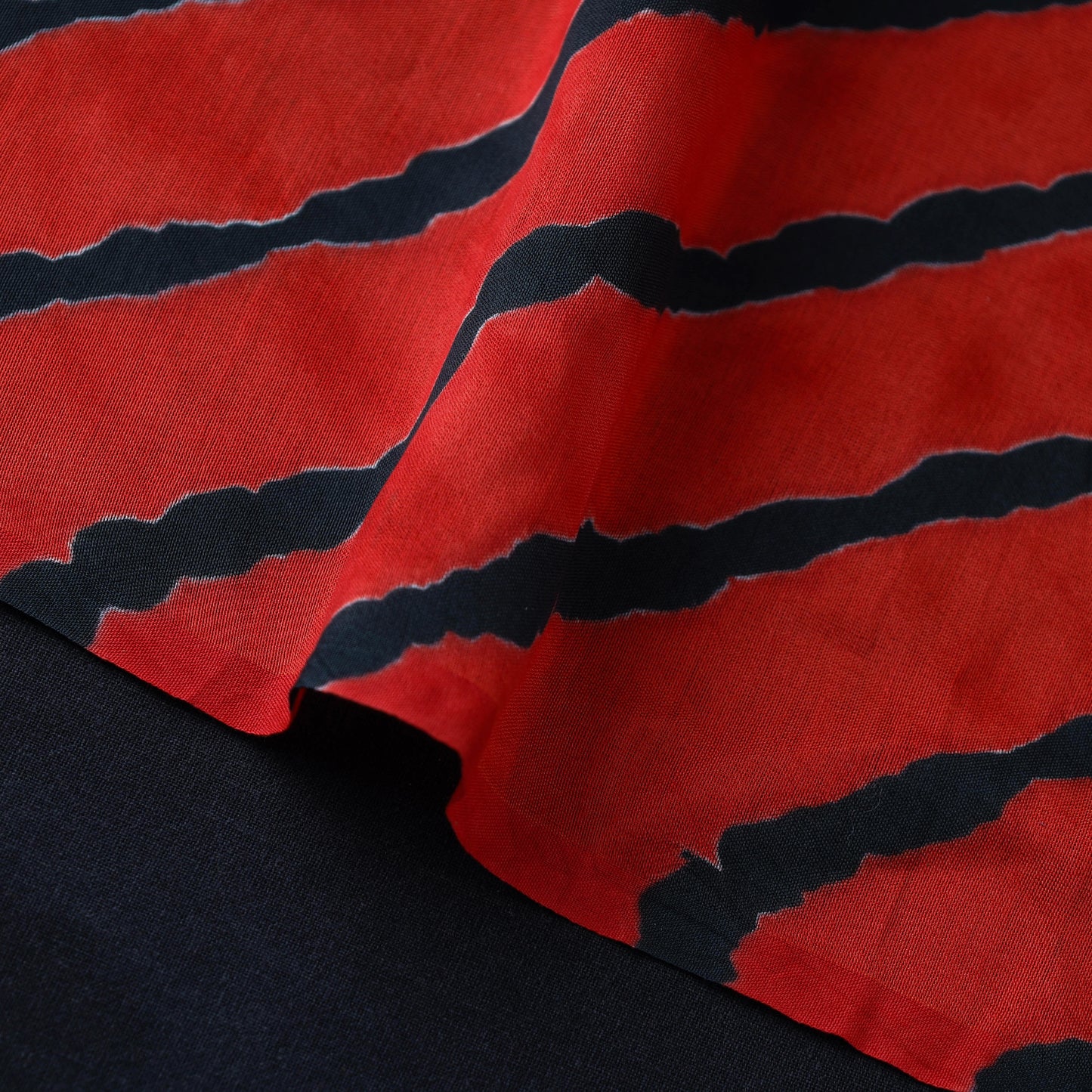 Red - Handloom Chanderi Silk Tie-Dye Leheriya Fabric 20