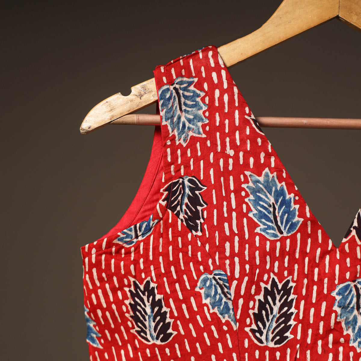 Ajrakh Hand Block Print Modal Silk Sleeveless Readymade Blouse 02