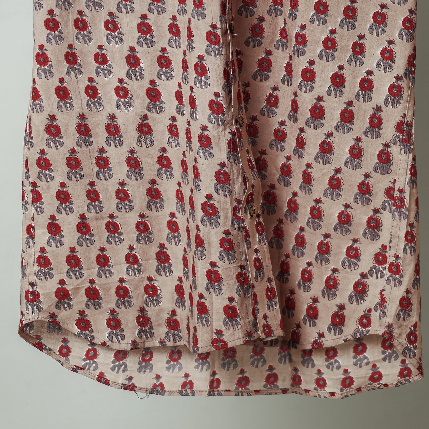 Brown - Sanganeri Block Printed Cotton Men Half Sleeve Shirt