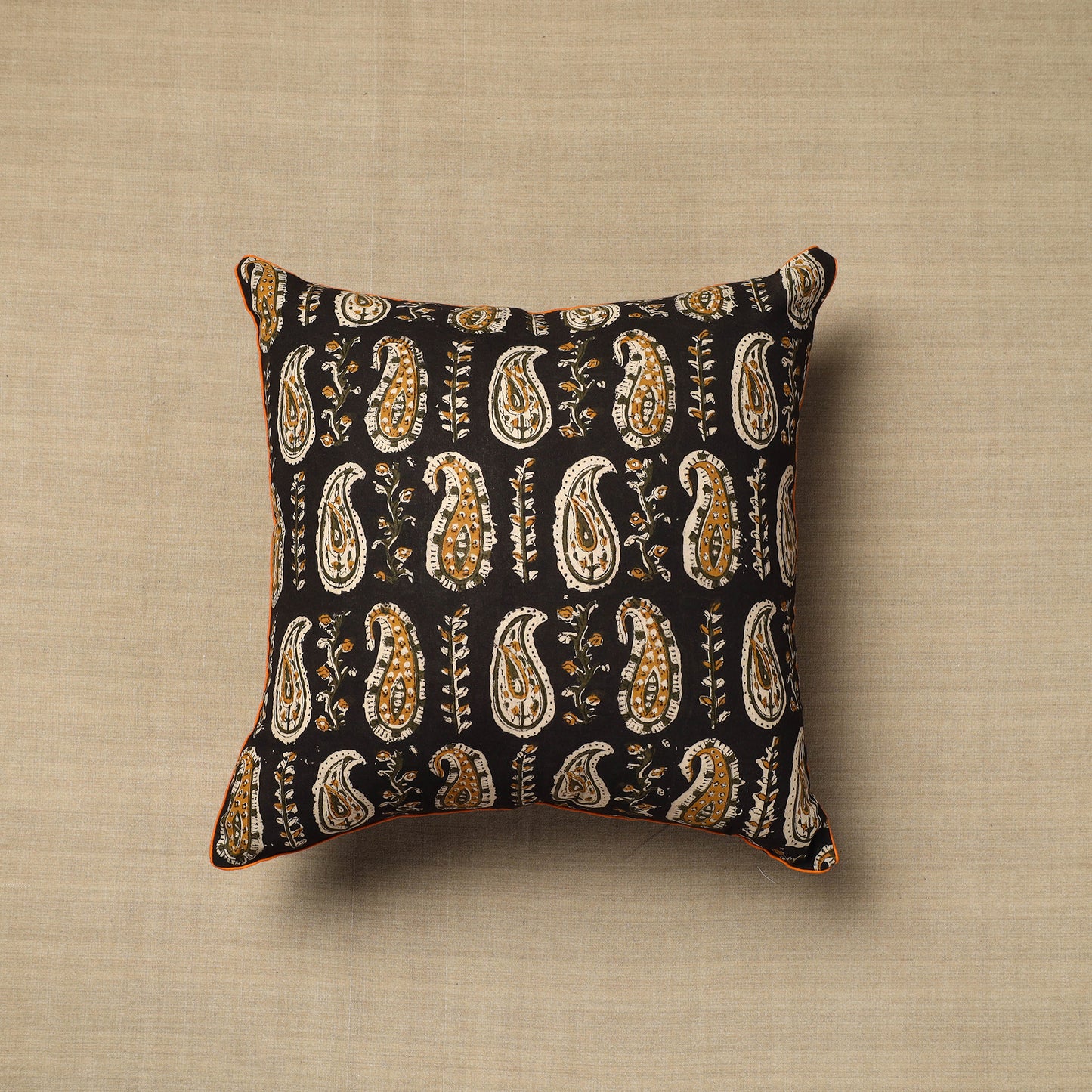 Cotton Block Printed Bagru Cushion Cover (16 x 16 in) 36