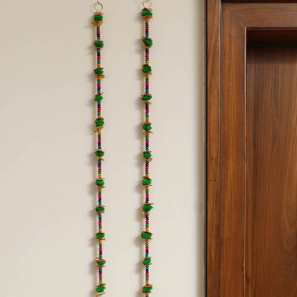 Handmade Diwali Wall Hanging with Bead & Gota Work (set of 2)