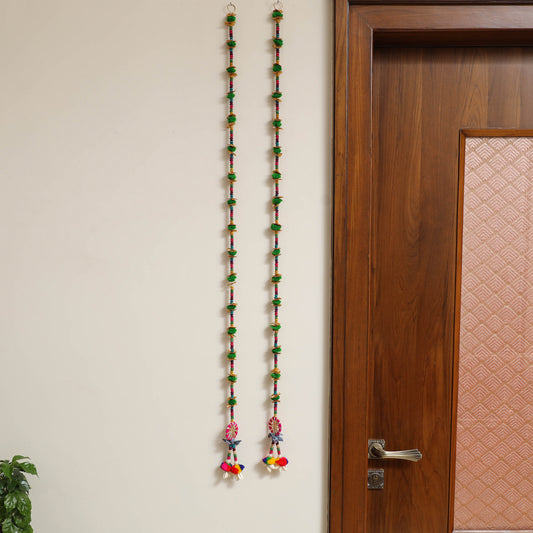 Handmade Diwali Wall Hanging with Bead & Gota Work (set of 2)