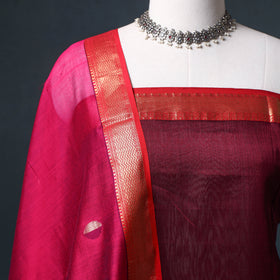 Handloom Maheshwari Silk Unstitched Dress Material: Kurta with Buta Dupatta 20