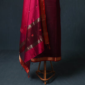 Handloom Maheshwari Silk Unstitched Dress Material: Kurta with Buta Dupatta 20