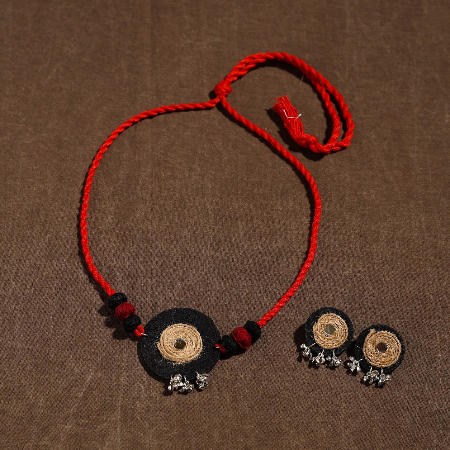  Handmade Jute Fabart Necklace Set