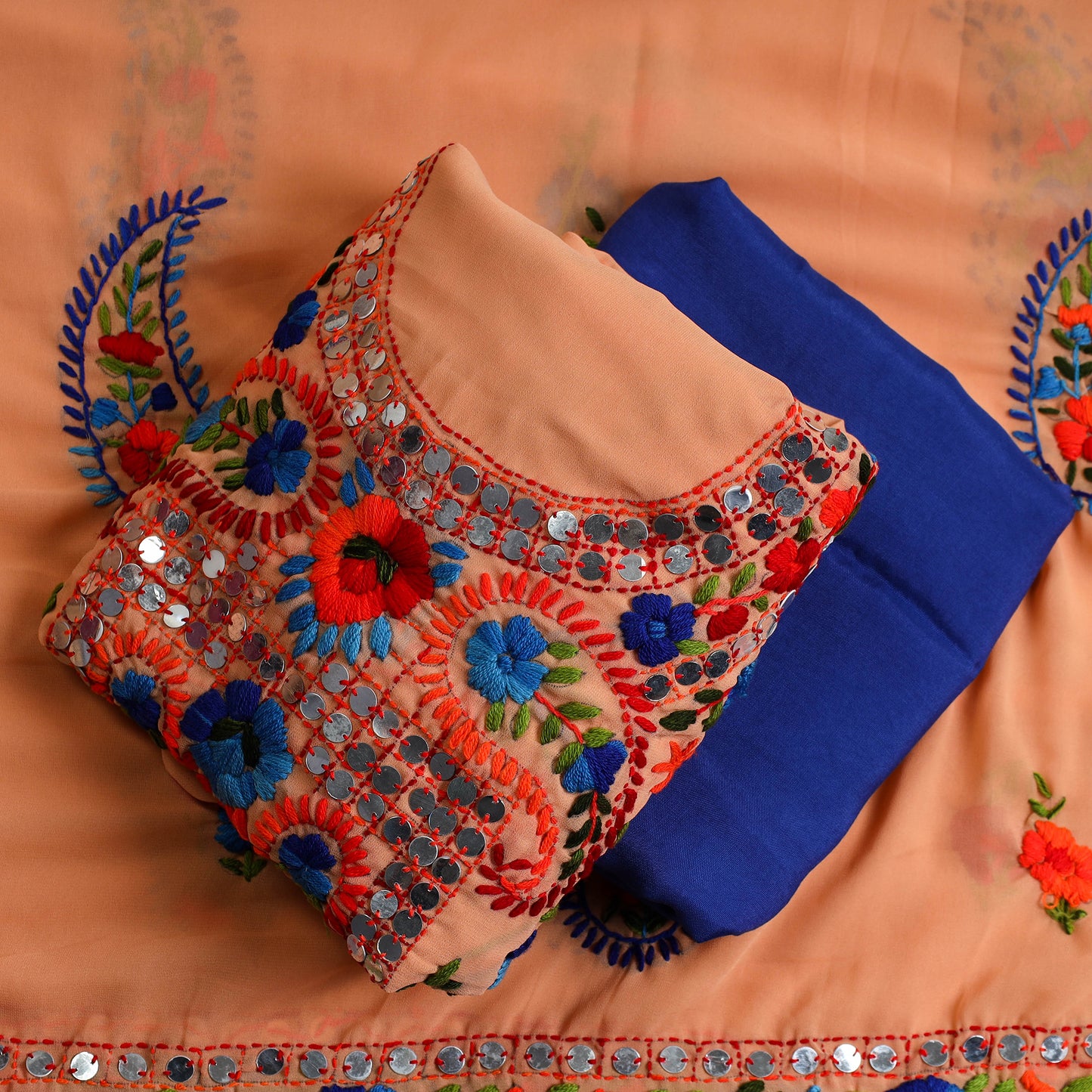 Phulkari Embroidery Dress Material 