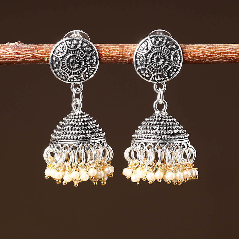 Roshni Handcrafted GS Beaded Jhumki Earrings