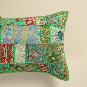 Hand Embroidered Khambadiya Patchwork Pillow Cover 04