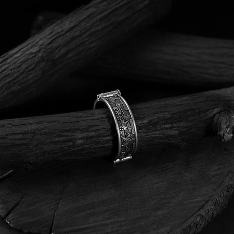 White - saanjh bela horse & rider oxidised bangle