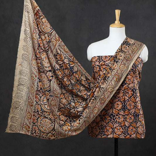 Multicolor - 3pc Kalamkari Block Printed Cotton Suit Material Set
