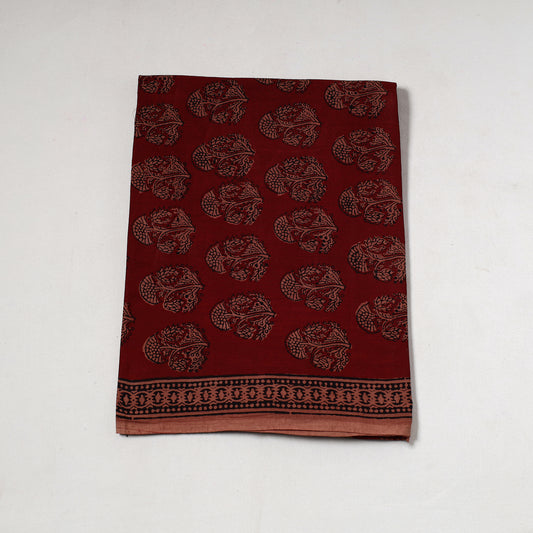 Red - Bagh Block Printed Cotton Precut Fabric (0.9 Meter) 51