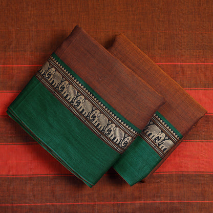 Brown - 3pc Dharwad Cotton Suit Material Set 20