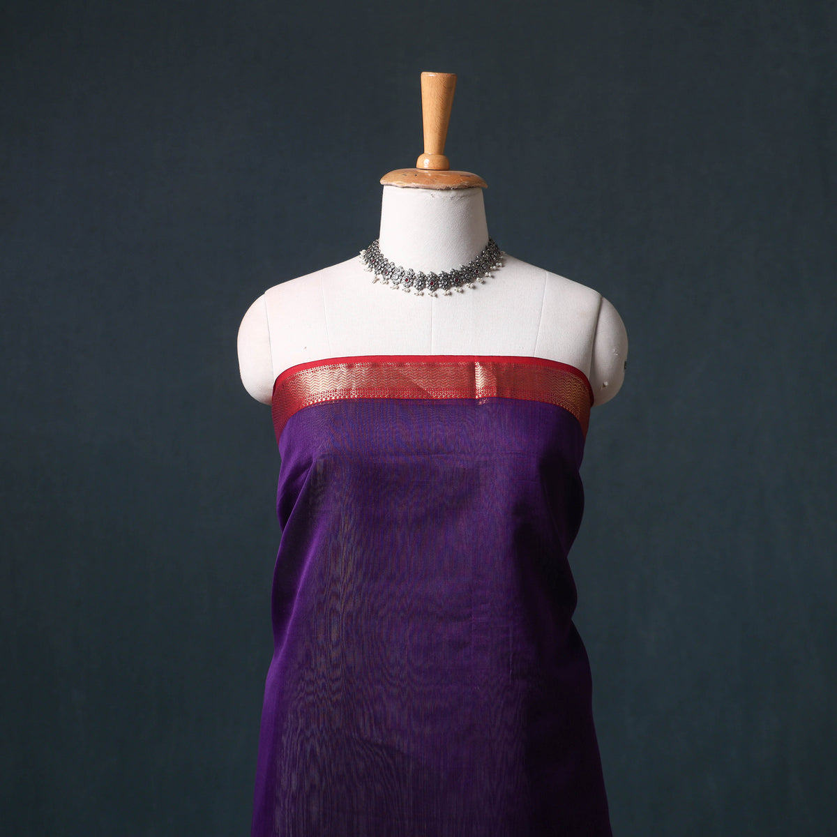 Handloom Maheshwari Silk Unstitched Dress Material: Kurta with Buta Dupatta 21