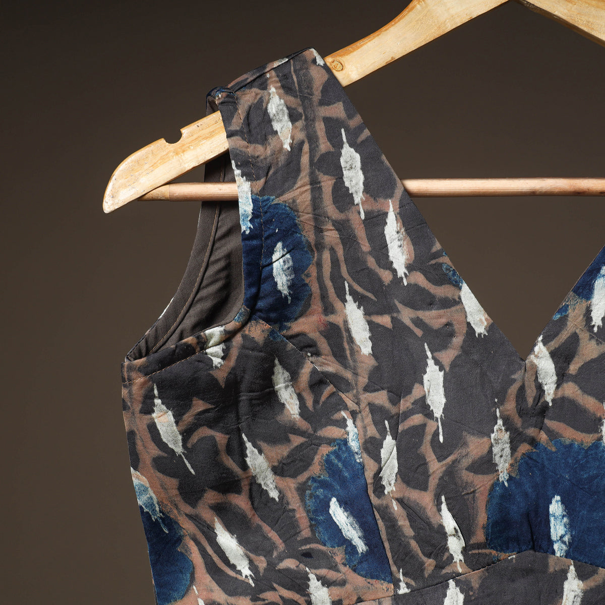 Ajrakh Hand Block Print Modal Silk Sleeveless Readymade Blouse 03