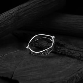 White - saanjh bela flower oxidised bangle - handcrafted