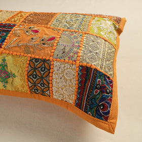 Hand Embroidered Khambadiya Patchwork Pillow Cover 06