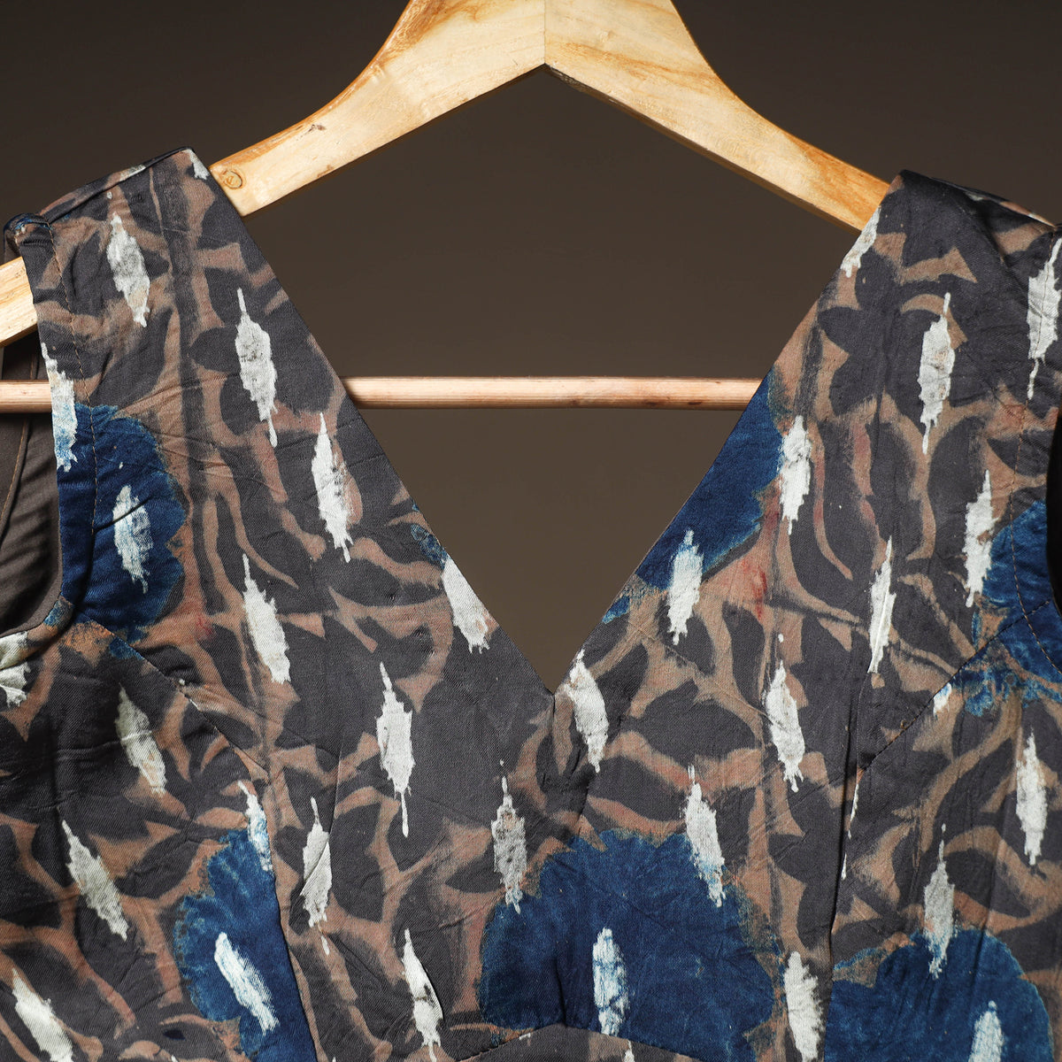 Ajrakh Hand Block Print Modal Silk Sleeveless Readymade Blouse 03