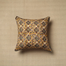 Yellow - cotton printed bagru cushion cover (16 x 16 in) 21