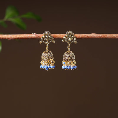 Jenifa Golden Handcrafted GS Beaded Jhumki Earrings