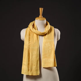 Yellow - hand embroidered lucknow chikankari cotton stole