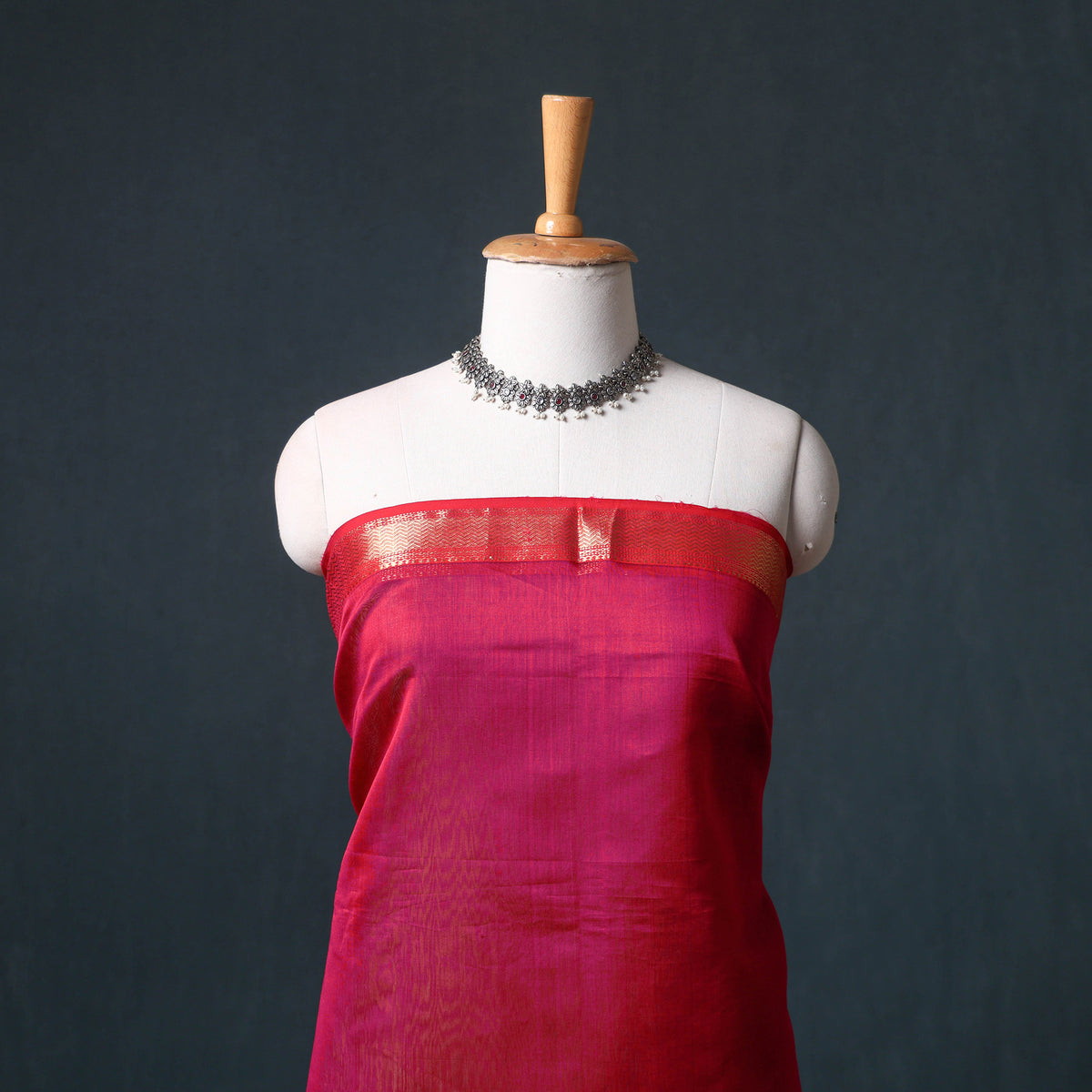 Handloom Maheshwari Silk Unstitched Dress Material: Kurta with Buta Dupatta 22