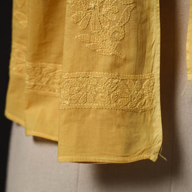 Yellow - hand embroidered lucknow chikankari cotton stole