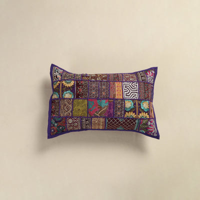 Hand Embroidered Khambadiya Patchwork Pillow Cover 05
