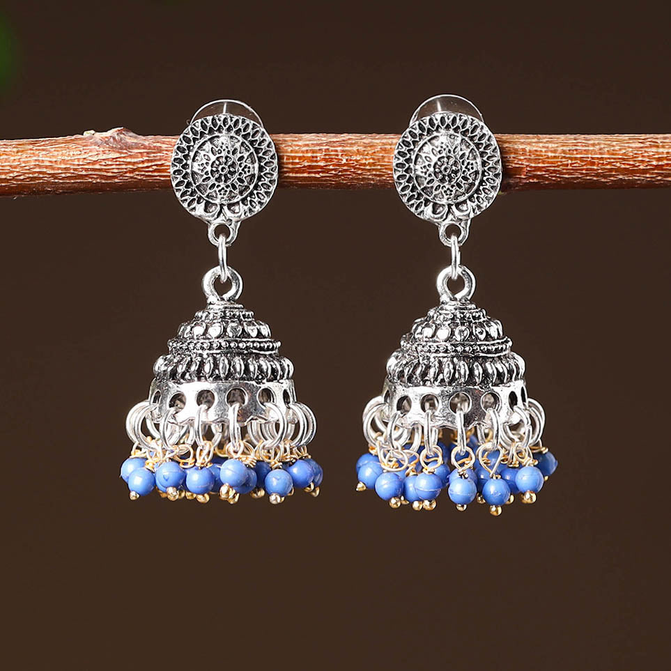 Drishya Handcrafted GS Beaded Jhumki Earrings