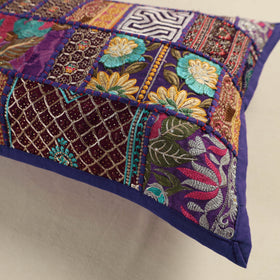 Hand Embroidered Khambadiya Patchwork Pillow Cover 05