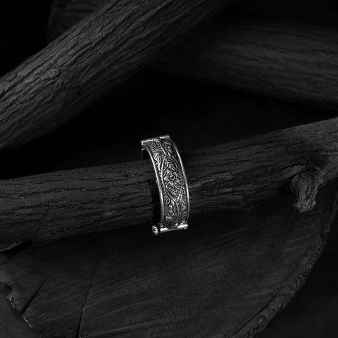 White - saanjh bela floral oxidised bangle - handcrafted