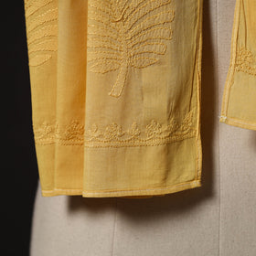 Yellow - hand embroidered lucknow chikankari cotton stole