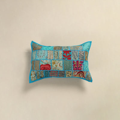 Hand Embroidered Khambadiya Patchwork Pillow Cover 07