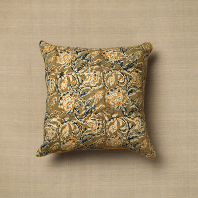 Green - Block Print Cotton Kalamkari Cushion Cover (16 x 16 in) 22