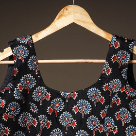 Ajrakh Hand Block Print Modal Silk Sleeveless Readymade Blouse 10