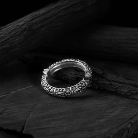 White - saanjh bela floral motif oxidised bangle