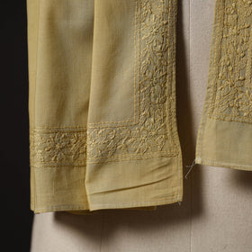 Yellow - hand embroidered lucknow chikankari cotton stole