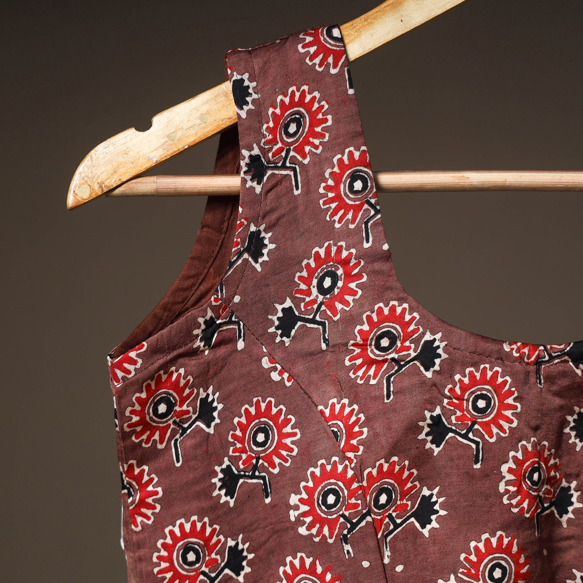 Ajrakh Hand Block Print Modal Silk Sleeveless Readymade Blouse 07