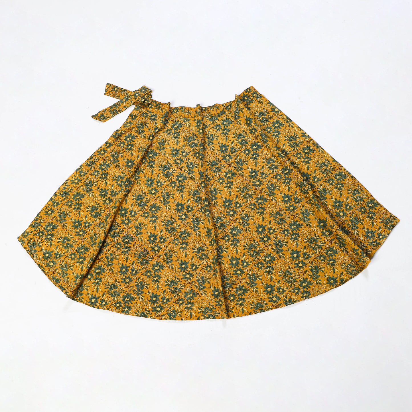 Yellow - Block Print Cotton Wrap Around Ajrakh Skirt 19