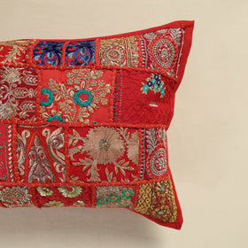 Hand Embroidered Khambadiya Patchwork Pillow Cover 09