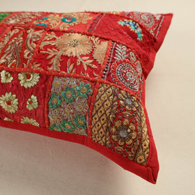 Hand Embroidered Khambadiya Patchwork Pillow Cover 09